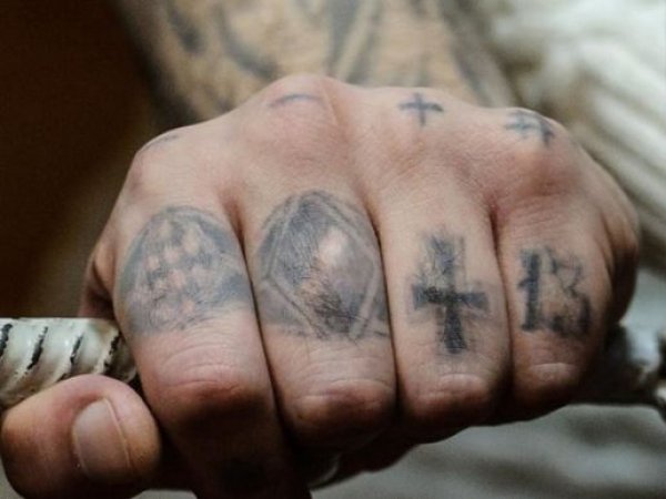 Уголовники с татуировками на пальцах