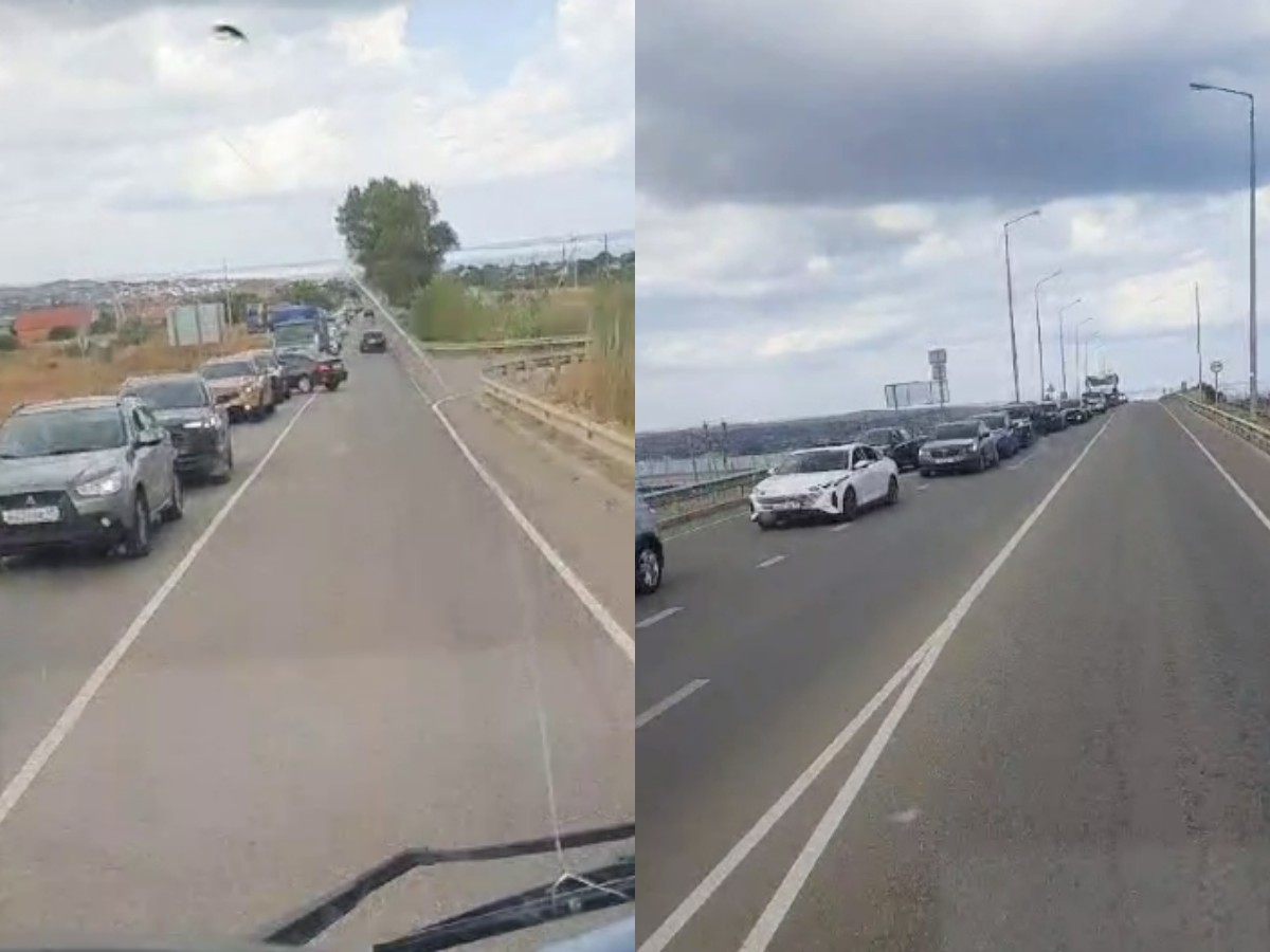 Гигантская очередь из автомобилей с туристами парализовала работу Крымского моста